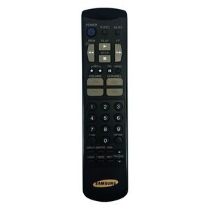 Samsung 3F14-00036-100 VCR TV Remote Control Black Made in Korea Untested
